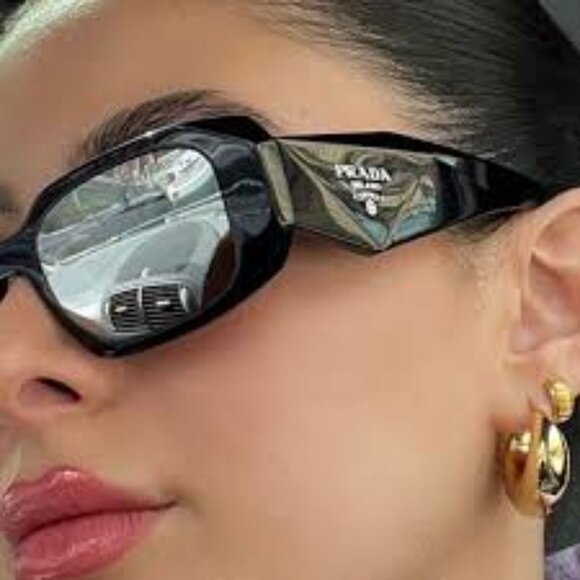 Prada Light Grey Mirror Silver Geometric Ladies Sunglasses - Picture 2 of 3